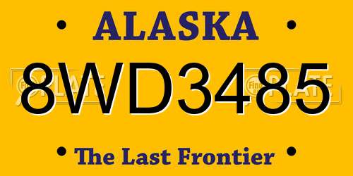 8WD3485 Alaska License Plate