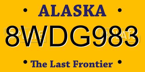8WDG983 Alaska License Plate