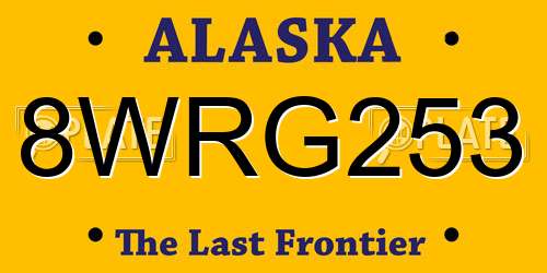 8WRG253 Alaska License Plate