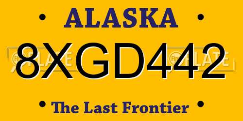 8XGD442 Alaska License Plate