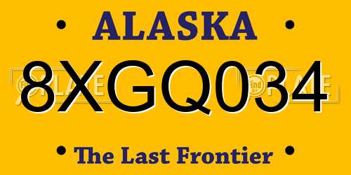 8XGQ034 Alaska License Plate
