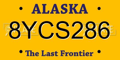 8YCS286 Alaska License Plate