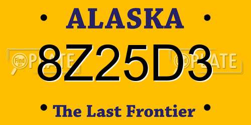 8Z25D3 Alaska License Plate