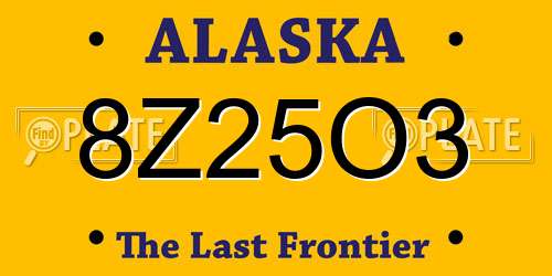8Z25O3 Alaska License Plate