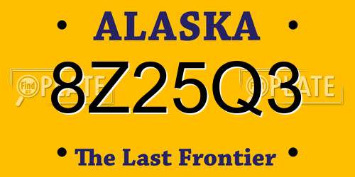 8Z25Q3 Alaska License Plate