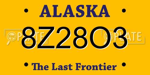 8Z28O3 Alaska License Plate