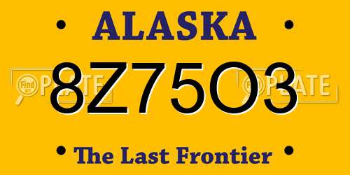 8Z75O3 Alaska License Plate