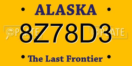8Z78D3 Alaska License Plate