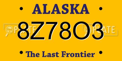 8Z78O3 Alaska License Plate