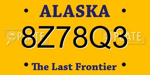 8Z78Q3 Alaska License Plate