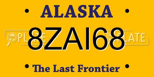 8ZAI68 Alaska License Plate
