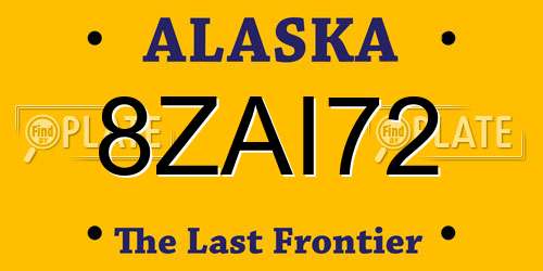 8ZAI72 Alaska License Plate