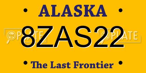 8ZAS22 Alaska License Plate
