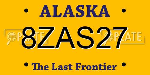 8ZAS27 Alaska License Plate