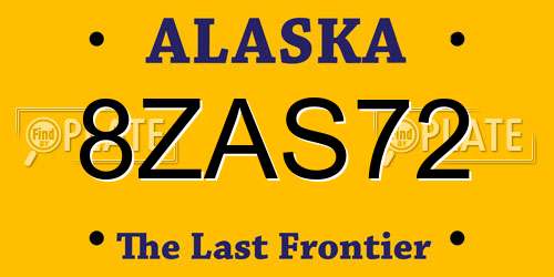 8ZAS72 Alaska License Plate