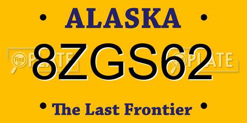 8ZGS62 Alaska License Plate