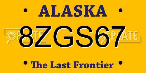 8ZGS67 Alaska License Plate