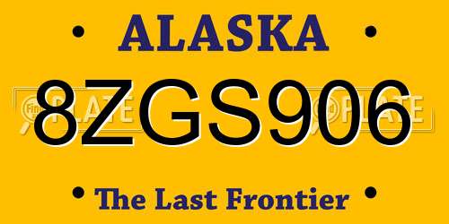 8ZGS906 Alaska License Plate