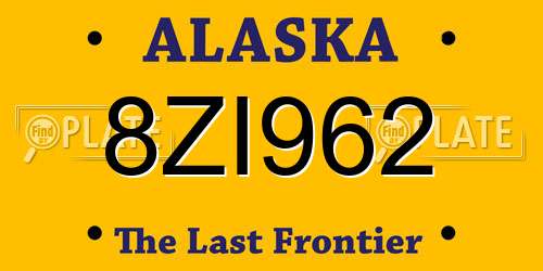 8ZI962 Alaska License Plate