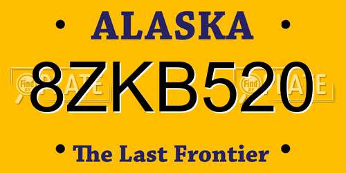 8ZKB520 Alaska License Plate