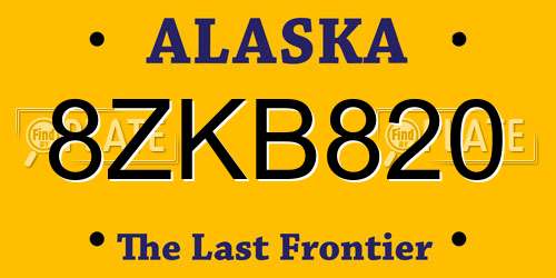 8ZKB820 Alaska License Plate