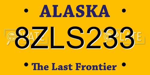 8ZLS233 Alaska License Plate