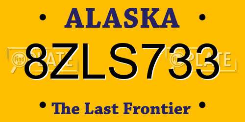 8ZLS733 Alaska License Plate