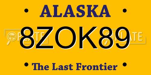 8ZOK89 Alaska License Plate