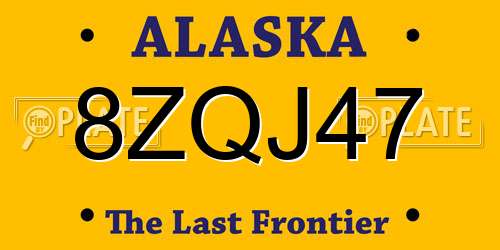 8ZQJ47 Alaska License Plate