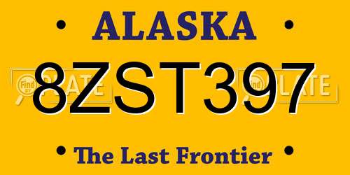 8ZST397 Alaska License Plate
