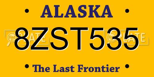 8ZST535 Alaska License Plate
