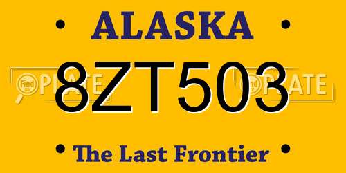 8ZT503 Alaska License Plate