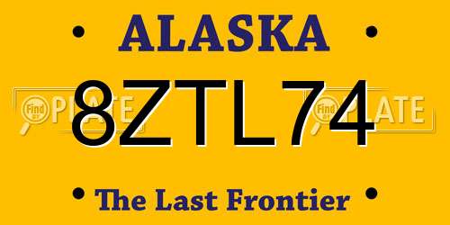 8ZTL74 Alaska License Plate