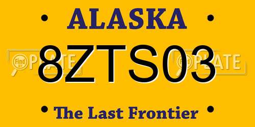 8ZTS03 Alaska License Plate