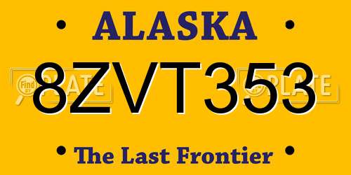 8ZVT353 Alaska License Plate