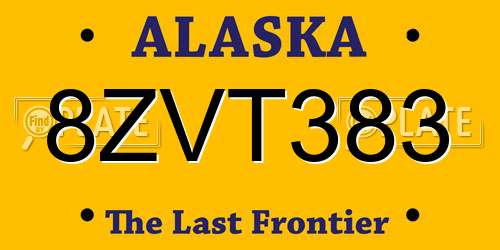 8ZVT383 Alaska License Plate