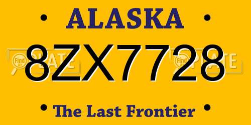 8ZX7728 Alaska License Plate