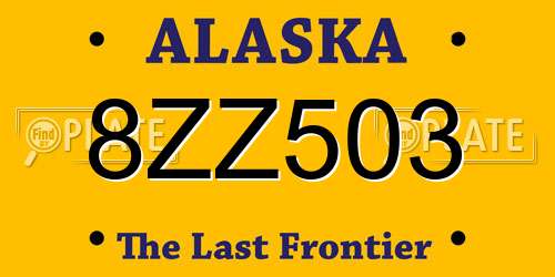 8ZZ503 Alaska License Plate