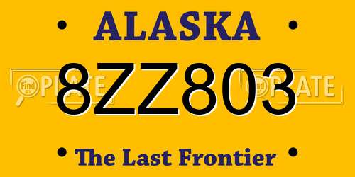 8ZZ803 Alaska License Plate