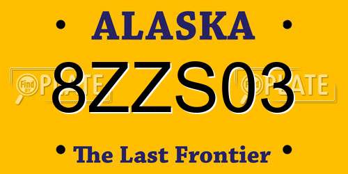 8ZZS03 Alaska License Plate