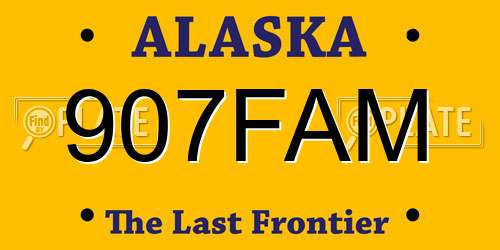 907FAM Alaska License Plate