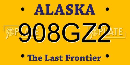 908GZ2 Alaska License Plate