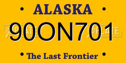 90ON701 Alaska License Plate