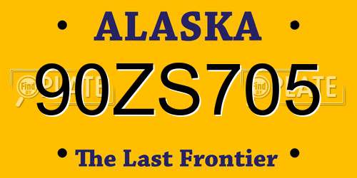 90ZS705 Alaska License Plate