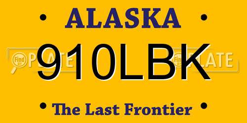 910LBK Alaska License Plate