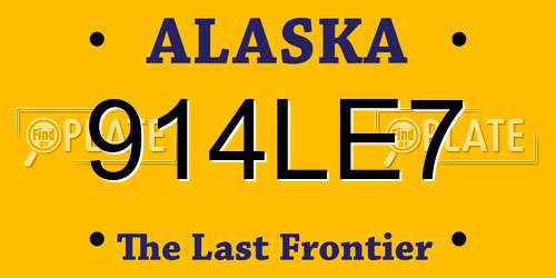 914LE7 Alaska License Plate