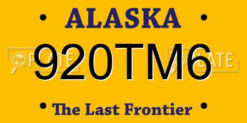 920TM6 Alaska License Plate