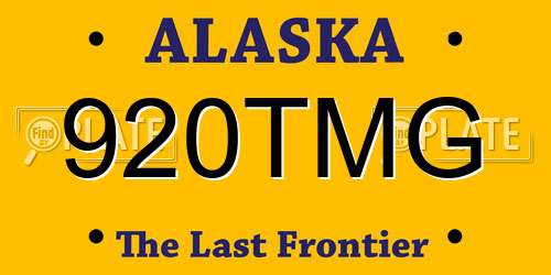 920TMG Alaska License Plate