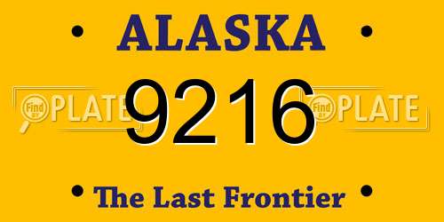 9216 Alaska License Plate