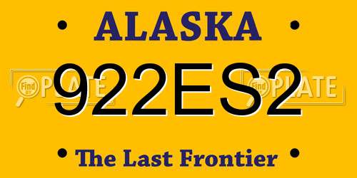 922ES2 Alaska License Plate